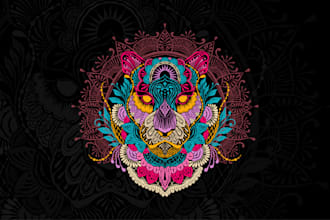 create unique mandala hand drawn illustration in my style