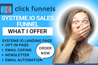 create systeme io website, systeme io sales funnel, clickfunnels landing page