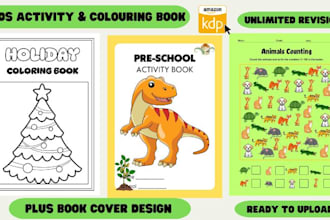 do coloring book cover and pages, activity book for kids, cover, children