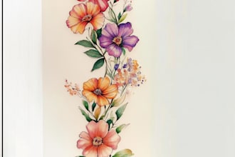 create a beautiful watercolor flowers tattoo design for you