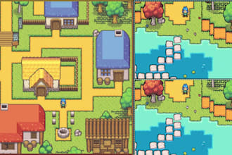2d pixel tileset top down tile map rpg game art assets sprite sheet animation