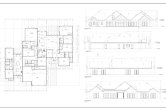 draw architect for 2d floor plan, house permit drawings blueprints in autocad