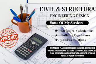 provide UK building regulations, structural calculations, and structural drawing