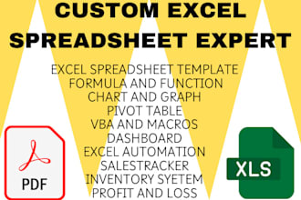 create custom excel spreadsheets, budgeting templates, data entry, PDF to excel