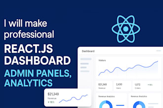 make professional react js dashboard admin panels, analytics