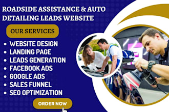 design roadside assistance website mechanic towing  and auto detailing leads