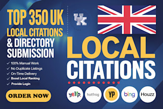 make a top 350 USA UK aus local citation and directory submission for local seo
