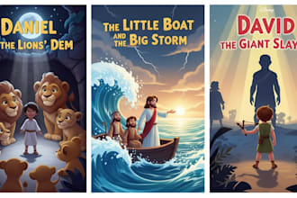 design bible illustration, bible story, children illustration, christian book