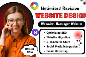 redesign design webador, hostinger, odoo duda, showit, website landing page SEO