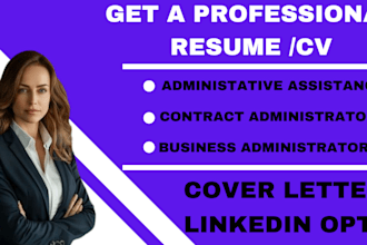 write administrative assistant, contract, office, business administrator resume