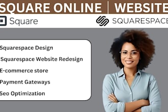 build square online squarespace eccomerce design,  redesign squarespace website