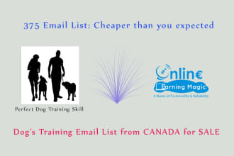 sell 375 dog training related canadian email list