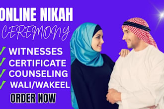 perform your online islamic nikah with valid certificate, witnesses, and wali