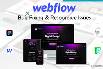 address and fix webflow website design, edit template and responsive issues