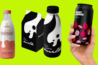 design juice label, water bottle label, energy drink,milk, can, jar label design