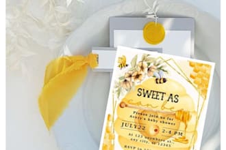 elegant honeybee baby shower invitation design
