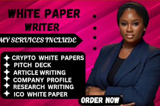 write crypto white paper, white paper, pitch deck, article nft company profile