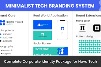 do minimalist corporate identity design, brand guidelines with full branding kit