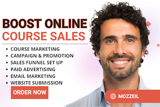 do online course website, kajabi course promotion, sales funnel, wix marketing