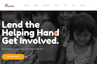 non profit website, ngo, donation, 501c3, charity website on wordpress, wix