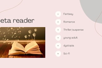 translate and beta read your book, any genre