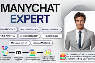 be your manychat expert for manychat automation chatbot expert for many chat