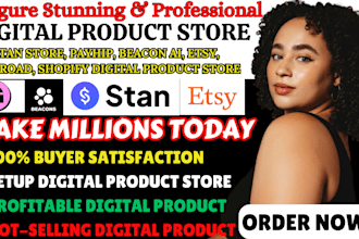 create etsy digital product store gumroad, shopify, etsy, stan store marketing