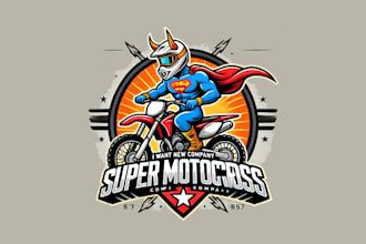 create a bold and dynamic super motocross mascot logo design