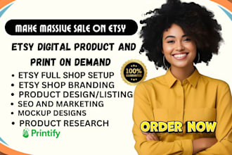 set up etsy shop, etsy digital products with etsy SEO listing, etsy shop set up