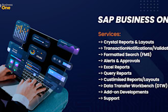 develop sap b1, crystal reports, custom reports and dashboards
