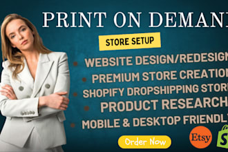 setup print on demand etsy shop digital products shopify dropshipping store pod