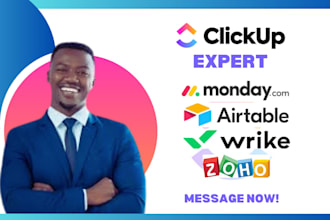 setup logic form, track leads on clickup, monday, zoho, wrike, airtable trello