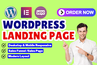 do elementor landing page design,wordpress landing page design or sales funnel