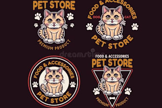 create pet, store, animal, kids, product, cartoon logo