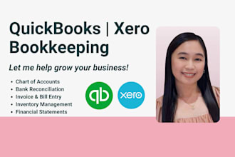 do quickbooks or xero bookkeeping, invoice, bill, reconciliation