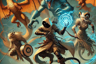 create dnd character or dnd party art illustration
