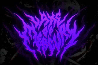 custom death metal, metalcore, deathcore logo with texture and chrome effect