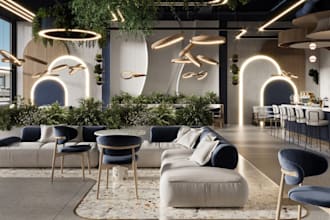 design interior and render for retail stores, shops, cafes, restaurants etc