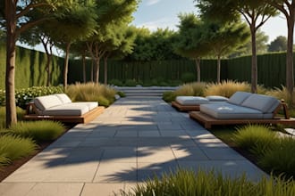 design your garden, backyard,terrace,realistic landscape