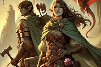 draw dnd character art, party for you