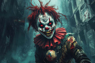 create a fantasy horror character art illustration for you