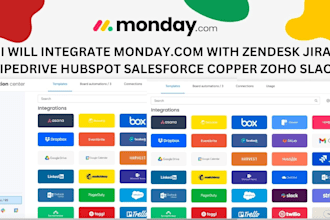 integrate monday with zendesk jira pipedrive hubspot salesforce copper zoho