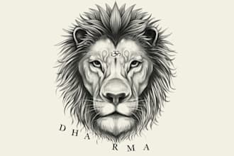 create a lion head illustration tattoo logo