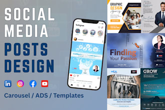 design social media posts, linkedin carousels, canva templates