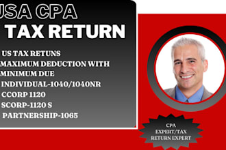 prepare and e file US tax returns for business or individual 1040, 1120, 1065