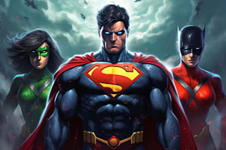 make amazing retro comic, superhero character