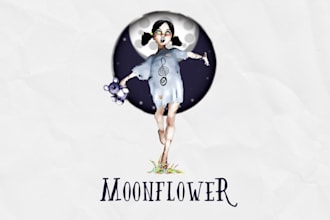 design gothic art moon flower logo