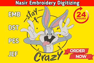 do embroidery digitizing logo in dst,pes,emb file in 1 hour