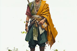 paint realistic or fantasy character art in unique style