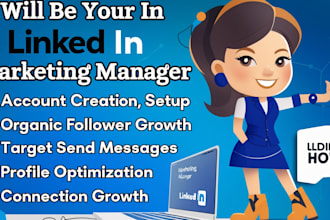 do linkedin marketing to grow targeted connections and send message as manager